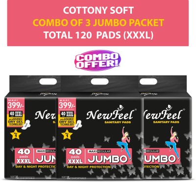 NewFeel Cottony Soft Jumbo (120 Pieces,XXXL) Sanitary Pad(Pack of 120)