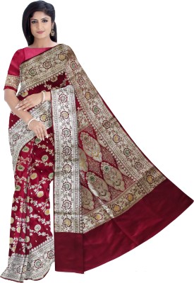 Rida Fashion Woven Banarasi Art Silk Saree(Maroon)