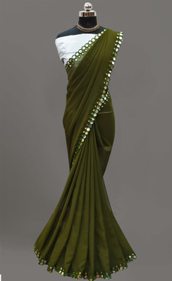 Vivan Fab Self Design, Embellished Bollywood Georgette, Silk Blend Saree(Multicolor)