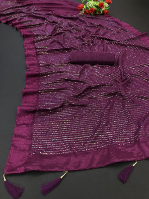 monoria Embroidered Bollywood Georgette Saree(Purple)