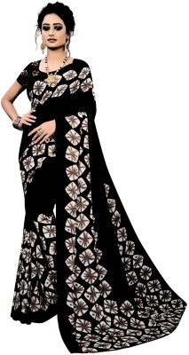 Kanooda Prints Printed Bollywood Georgette Saree(Brown)