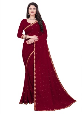 setu trendz Embellished Bollywood Georgette Saree(Maroon)