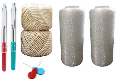 Kunfaya 2Pc Seam Ripper + 2 Off White Dori & 2 Nylon Thread, 2 Thread Pick Sewing Kit