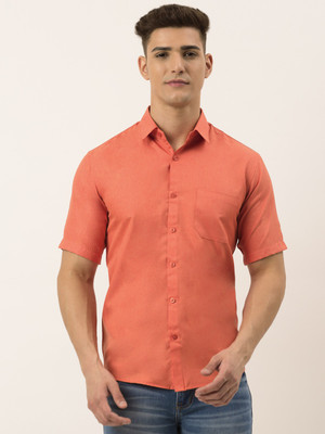 JAINISH Men Solid Formal Orange Shirt