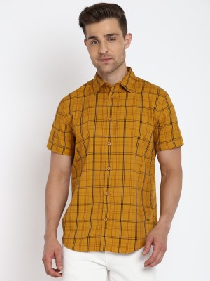 abof by Aditya Birla Men Checkered Casual Yellow Shirt