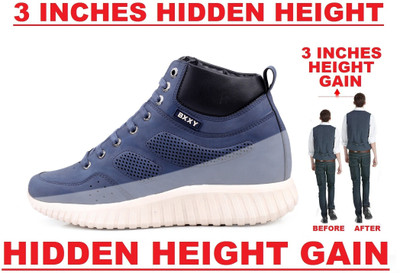 BXXY Men's Blue Hidden Height Increasing/Elevator Casual Lace-up Outdoor Sneaker Boot Boots For Men(Blue , 10)