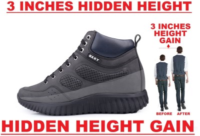 BXXY Men's Black Hidden Height Increasing/Elevator Casual Outdoor Sneaker Boot Boots For Men(Black)