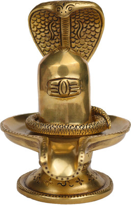 Rudra Centre Shivling in Brass - Decorative Showpiece  -  15 cm(Brass, Gold)