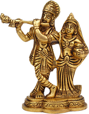 Rudra Centre Radha Krishna Brass Idol - Decorative Showpiece  -  12 cm(Brass, Gold)