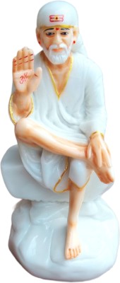om sai toys Marble Ashirwad Hand Sai Baba Idol/Murti for Home and Office (4.5 inch) Decorative Showpiece  -  11.43 cm(Marble, White)