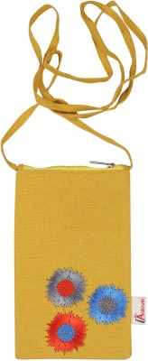 Aakrutii Yellow Sling Bag Women cross body Cotton Canvas Mobile Phone Holder Sling Bag