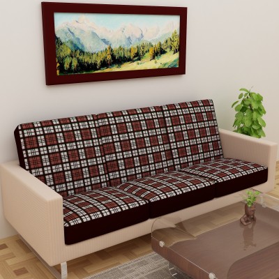 Dream Care Terry Checkered Sofa Cover(Brown Pack of 6)