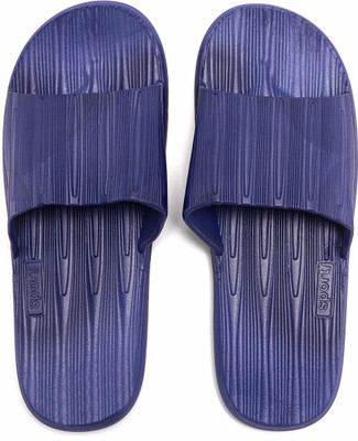 ILU Men Slipper for Men's Flip Flops Massage Fashion Slides Open Toe Non Slip Navy Blue Slides(Navy , 8)