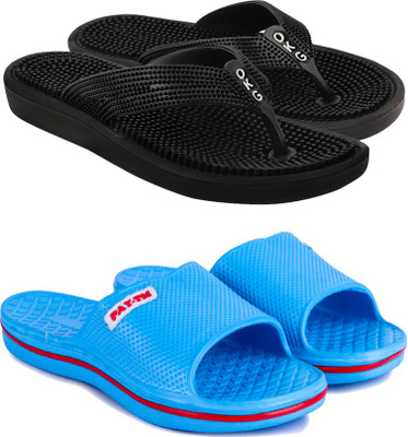 Ammar Collection Men Slides(Black, Blue , 9)