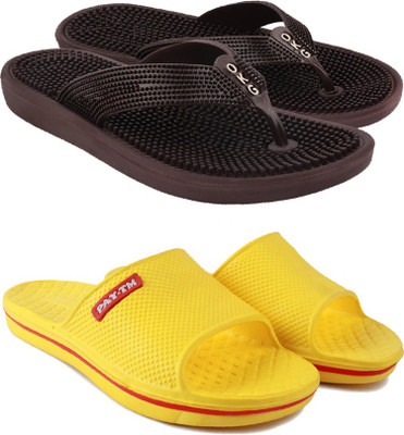 Ammar Collection Men Slides(Brown, Yellow , 9)