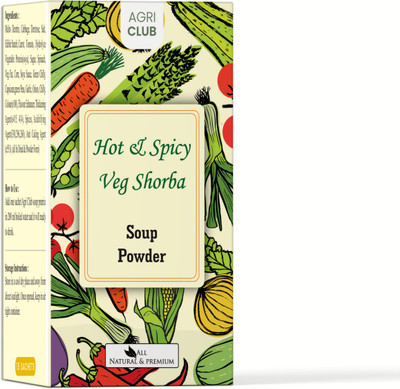 AGRI CLUB Instant Hot & Spicy Veg Shorba Soup Powder 15 Sachets (each 15 gm)(225 g)