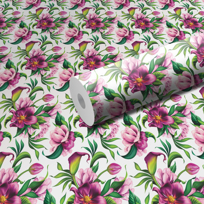 WallDaddy 304.8 cm L-Lilly Flower Self Adhesive Sticker(Pack of 1)