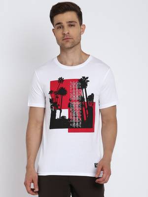 Aditya Birla - abof Printed Men Round Neck White T-Shirt