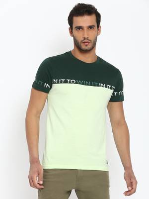 Aditya Birla - abof Color Block Men Round Neck Green T-Shirt