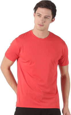 INFINIA Solid Men Round Neck Red T-Shirt