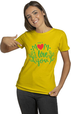 Raavi colors Graphic Print Women Round Neck Yellow T-Shirt