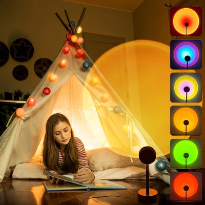 WunderVoX Sunset Projection Lamp Remote Multiple Colors-H6 Night Lamp(14 cm, Black)