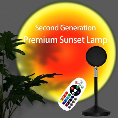 WunderVoX LED Sunset Projection Night Light with Remote Control 16 Colors-F4 Night Lamp(14 cm, Black)