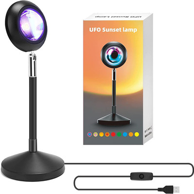 ASTOUND Sunset Lamp Projector, 360 Rotation Night Lamp(26 cm, Black)