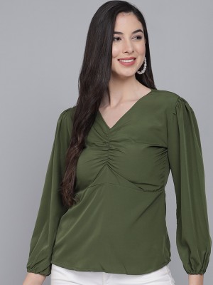 FUNDAY FASHION Casual Solid Women Green Top