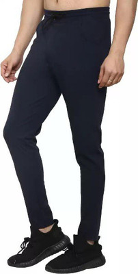 ynam Solid Men Blue Track Pants