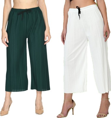 CitySquad Relaxed Women Dark Green, White Trousers