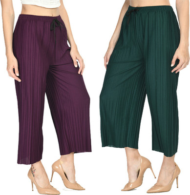 Purser Relaxed Women Purple, Dark Green Trousers