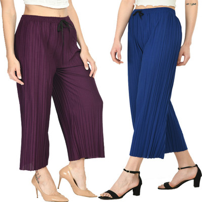 MODERNSSHOP Relaxed Women Purple, Blue Trousers