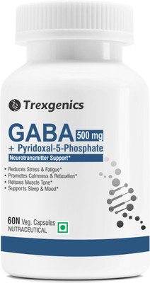 Trexgenics GABA (Gamma aminobutyric aicd) 500 mg,P5P 1mg Neurotransmitter Support(60Vcaps)(60 Capsules)