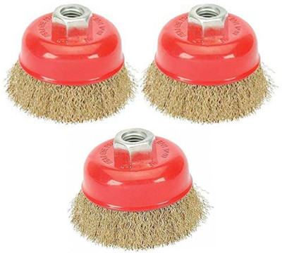 Kshivi Non Twisted Cup Brush for Removing Rust,Paint,As Well As for Polishing Pack Of 3 Wheel Brush(Pack of 3)