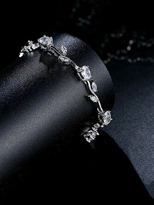 YELLOW CHIMES Metal Crystal Silver Bracelet