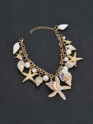 Kairangi Metal Pearl Gold-plated Charm Bracelet