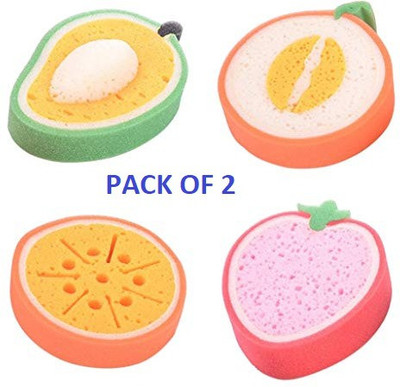 Mopslik 2 Pcs Random Design Fruit Shape Bath Sponge For Kids and Adults