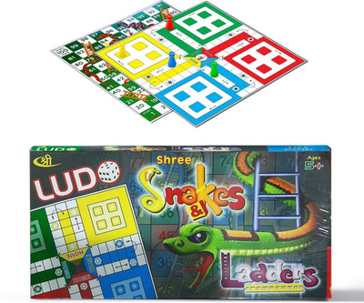 Kids Mandi Ludo and Snake & Ladder Deluxe Board Game|Big Size Playboard for 5 Years and up Party & Fun Board Game