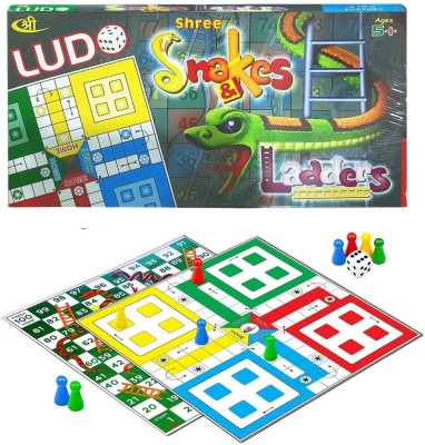 Kids Mandi Ludo and Snake & Ladder Deluxe BoardGame Small Size Playboard for 5 Years and up Party & Fun Games Board Game