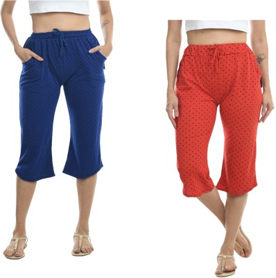 IndiWeaves Women Red, Blue Capri