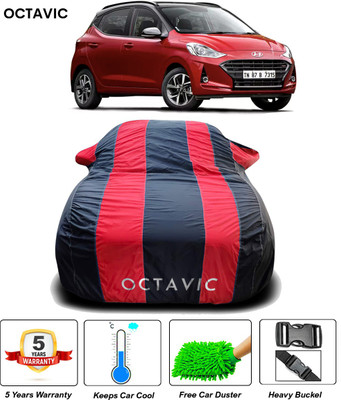 octavic Car Cover For Hyundai i10 (With Mirror Pockets)(Black, Red)