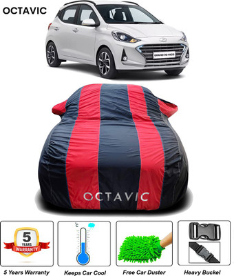 octavic Car Cover For Hyundai i10 (With Mirror Pockets)(Black, Red)