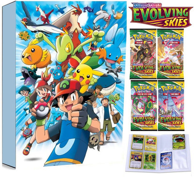 Bestie Toys Pokemon Sun Moon Evolution skies Booster with Pokemon Card Album - 192 Pockets(Multicolor)