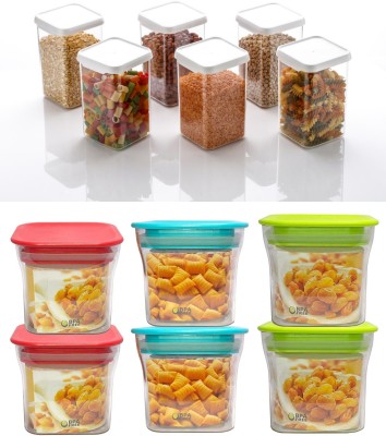 Analog Kitchenware Plastic Grocery Container  - 1100 ml, 550 ml(Pack of 12, White, Multicolor)