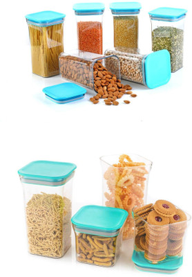 Analog Kitchenware Plastic Grocery Container  - 1100 ml, 550 ml(Pack of 10, Blue)