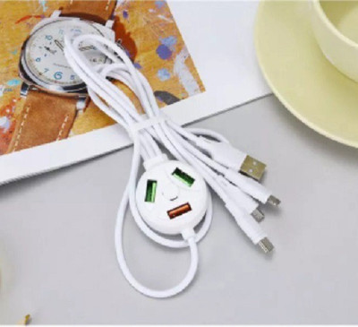 Wifton Power Sharing Cable 1.2 m Three-In-One Data Cable Fast Charger-U7(Compatible with All Smartphones, Tablets, MP3 player, White, One Cable)