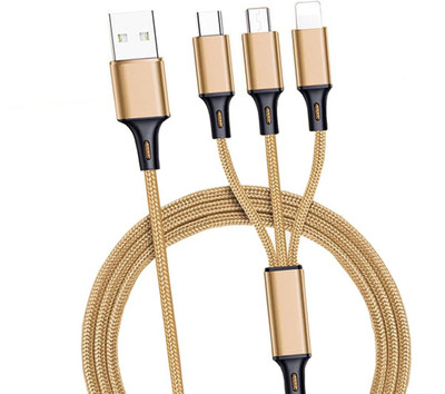 Wifton USB Type C Cable 1 m Multifunction Fast Charging Cable-U7(Compatible with iOS, Android, Gold, One Cable)