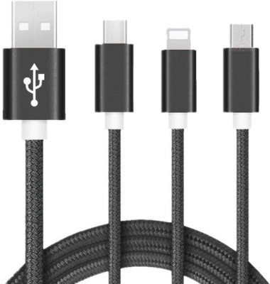 ASTOUND Micro USB Cable 1.5 m Copper Braiding 3 in 1 Nylon Quick Charging Cable(Compatible with Camera, Computer, Gaming Console, MP3 Player, Mobile, Smart Watch, TV, Tablet, Black, One Cable)