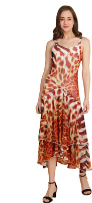 TSM Women High Low Brown Knee Length Dress